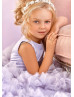 Lavender Beaded Satin Tulle Ruffled Flower Girl Dress